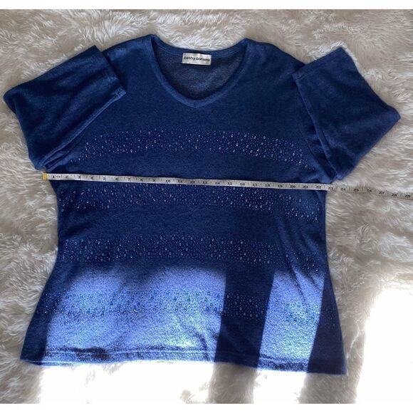 Cathy Daniels SZ 1X Woman’s Beautiful Blue Sweater With Embellishments - Picture 8 of 10